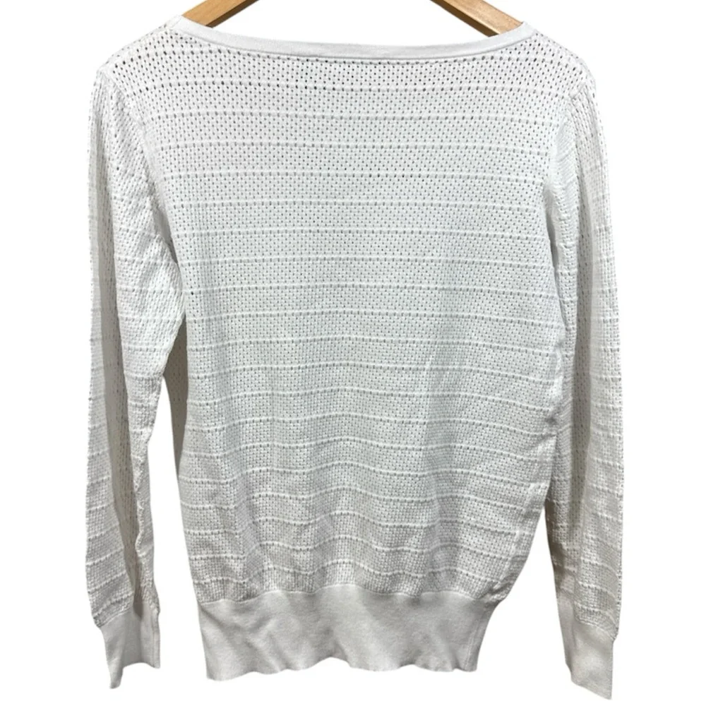 Theory White Kristaly Dream Open Knit Sweater - Picture 2 of 4